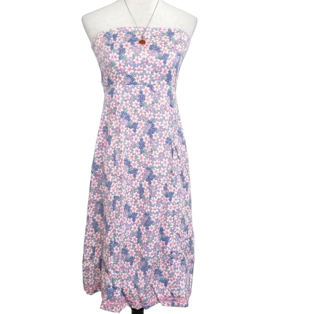 Vintage Lilly Pulitzer Strapless Cotton Floral Midi Sundress Sirens Resort‎ Sz 8